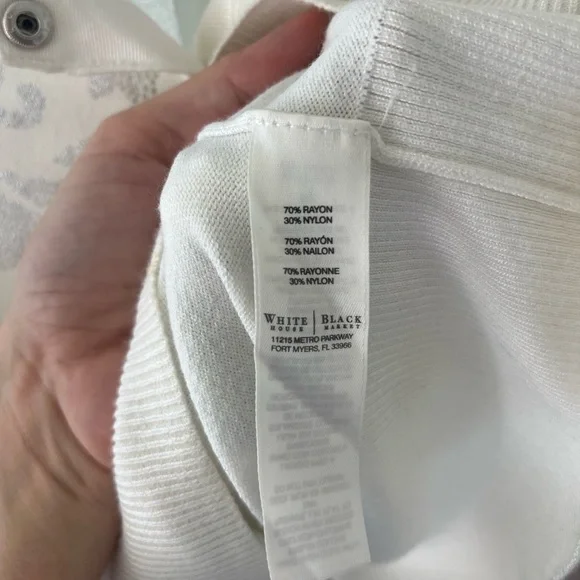 White House Black Market white cardigan with Silver Accents MEDIUM - Picture 5 of 8